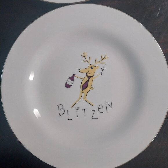Pottery Barn Reindeer Salad Plates Mint Condition - Picture 5 of 7